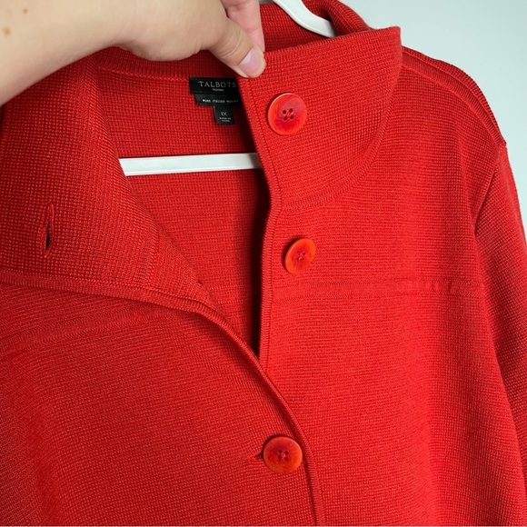 Talbots Red Textured Knit Button Front Jacket Collared Blazer 1X - Picture 4 of 8